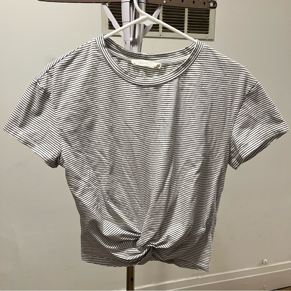 Lush Striped Knot-Front Women's Top size Small